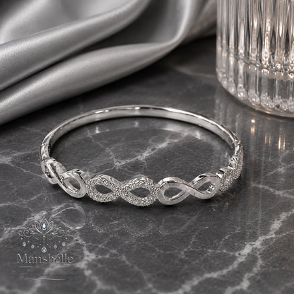 Manshélle Silver Infinity Luxe Bangle & Ring Set