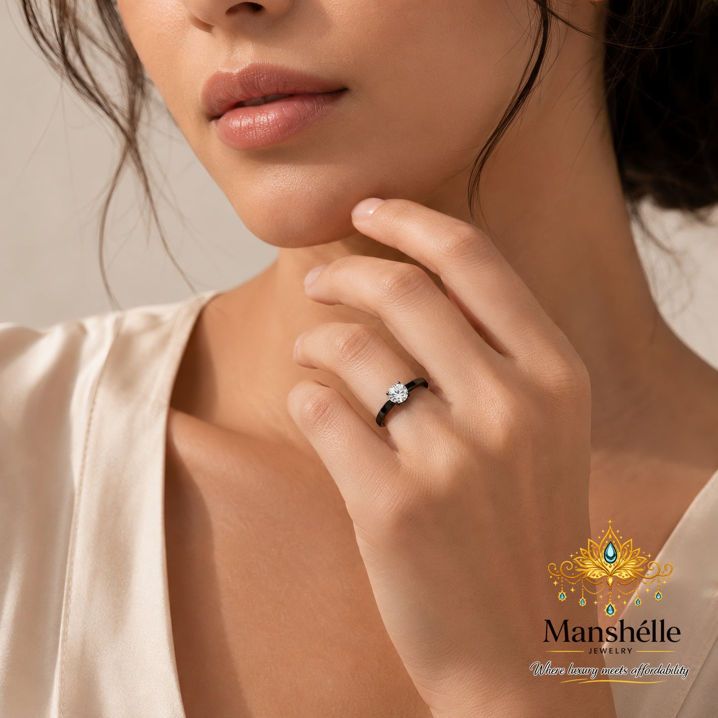 Manshélle Midnight Solitaire Ring