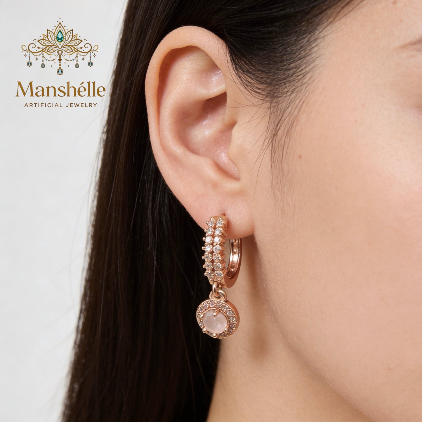 Manshélle - Luna Radiance Crystal Drop Hoop Earrings