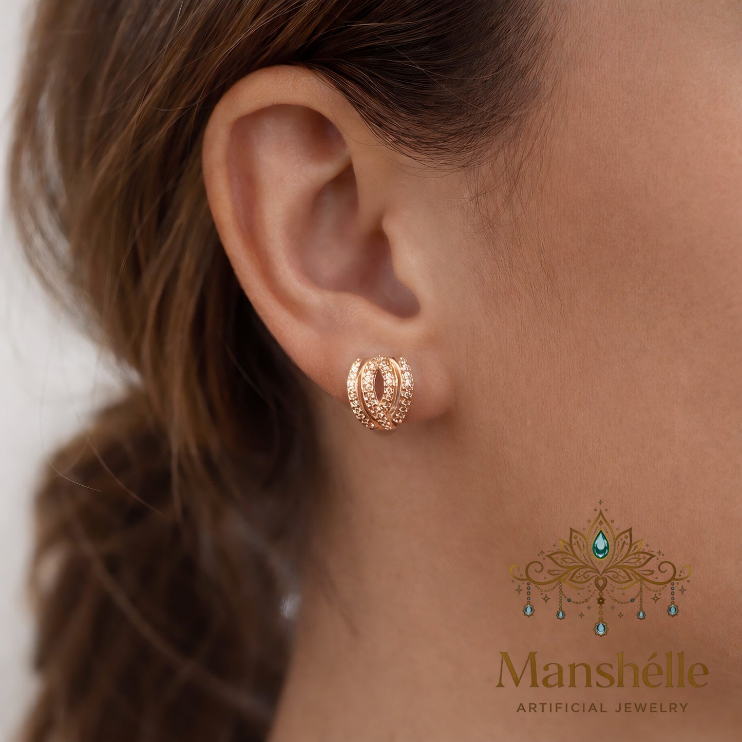 Manshélle - Radiant Twist Crystal Hoop Earrings