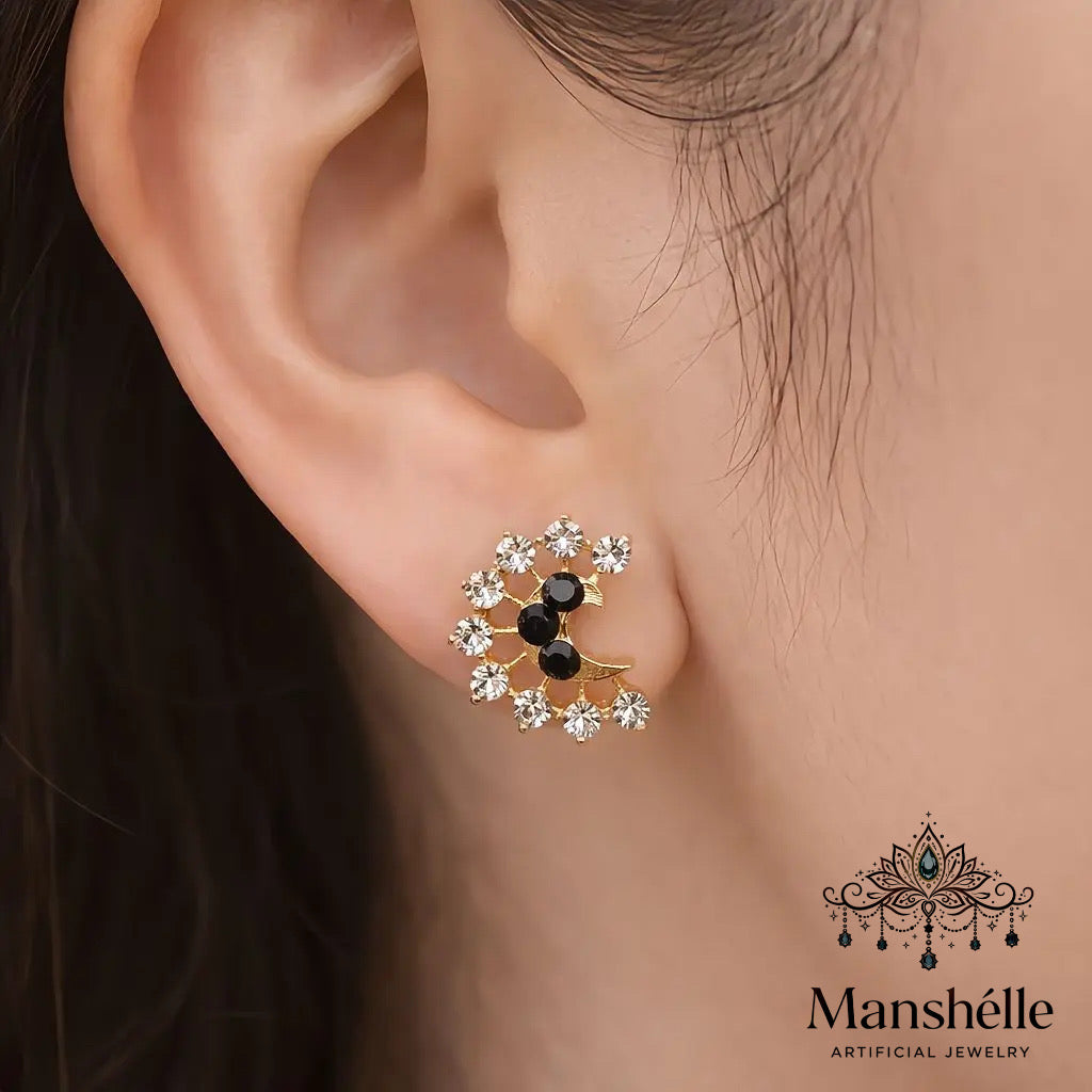 Manshélle - Midnight Bloom Crystal Stud Earrings