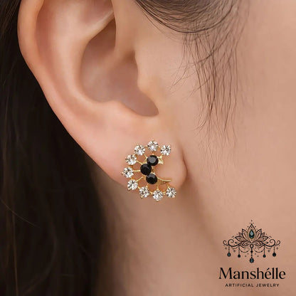 Manshélle - Midnight Bloom Crystal Stud Earrings
