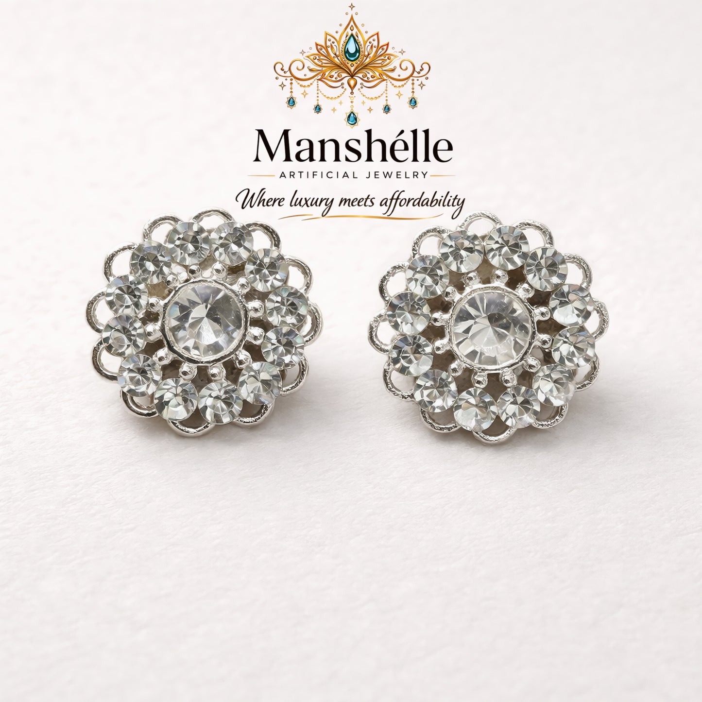 Manshélle - Celestial Bloom Crystal Stud Earrings