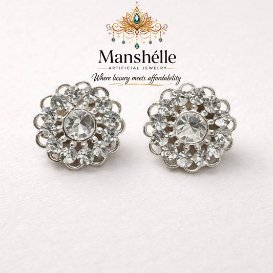 Manshélle - Celestial Bloom Crystal Stud Earrings