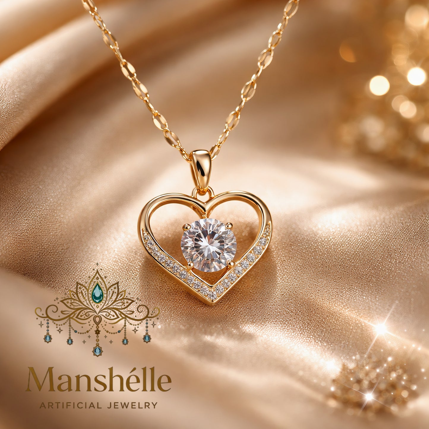 Manshélle - Aurelia Heart Halo Pendant Necklace
