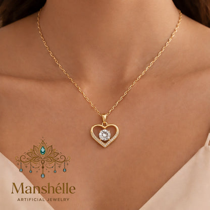 Manshélle - Aurelia Heart Halo Pendant Necklace