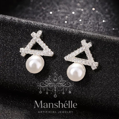 Manshélle - Lumina Pearl Triangle Earrings