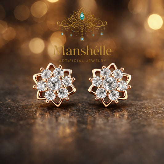 Manshélle - Astra Bloom Crystal Stud Earrings