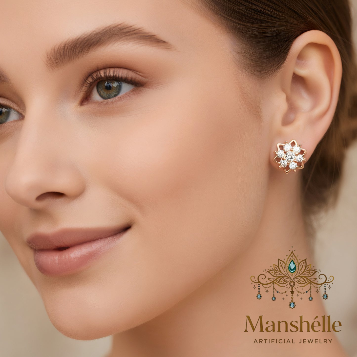 Manshélle - Astra Bloom Crystal Stud Earrings