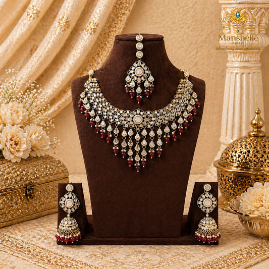Manshélle Royal Ruby Kundan Bridal Jewelry Set
