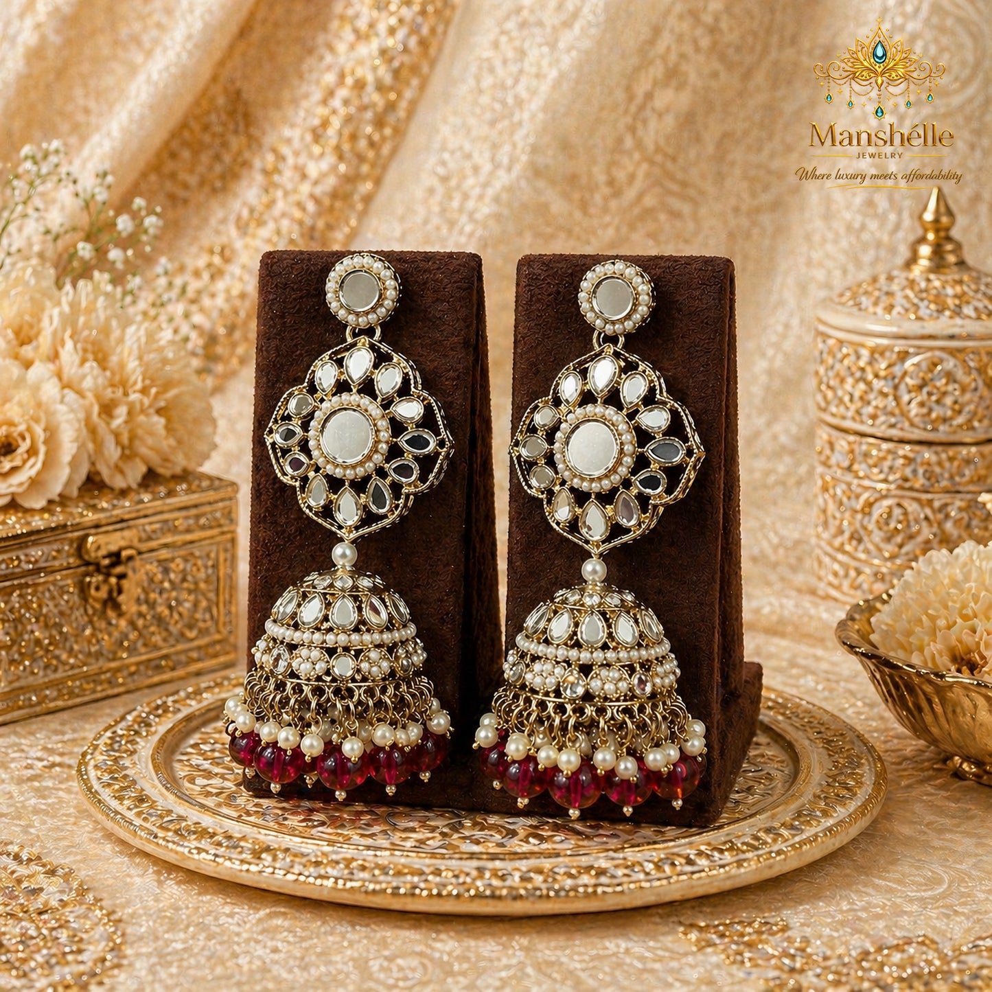 Manshélle Royal Ruby Kundan Bridal Jewelry Set