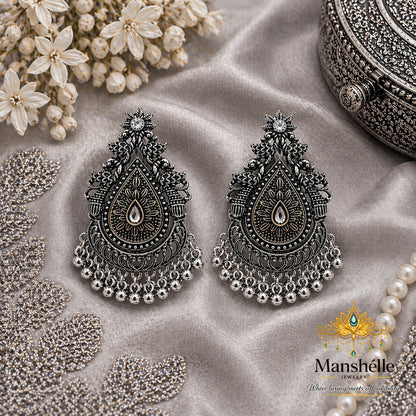 Zehra Royal Antique Oxidized Statement Jhumka Earrings