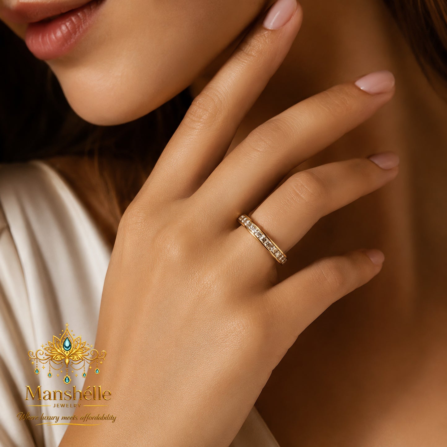 Manshélle Celeste Gold Crystal Ring