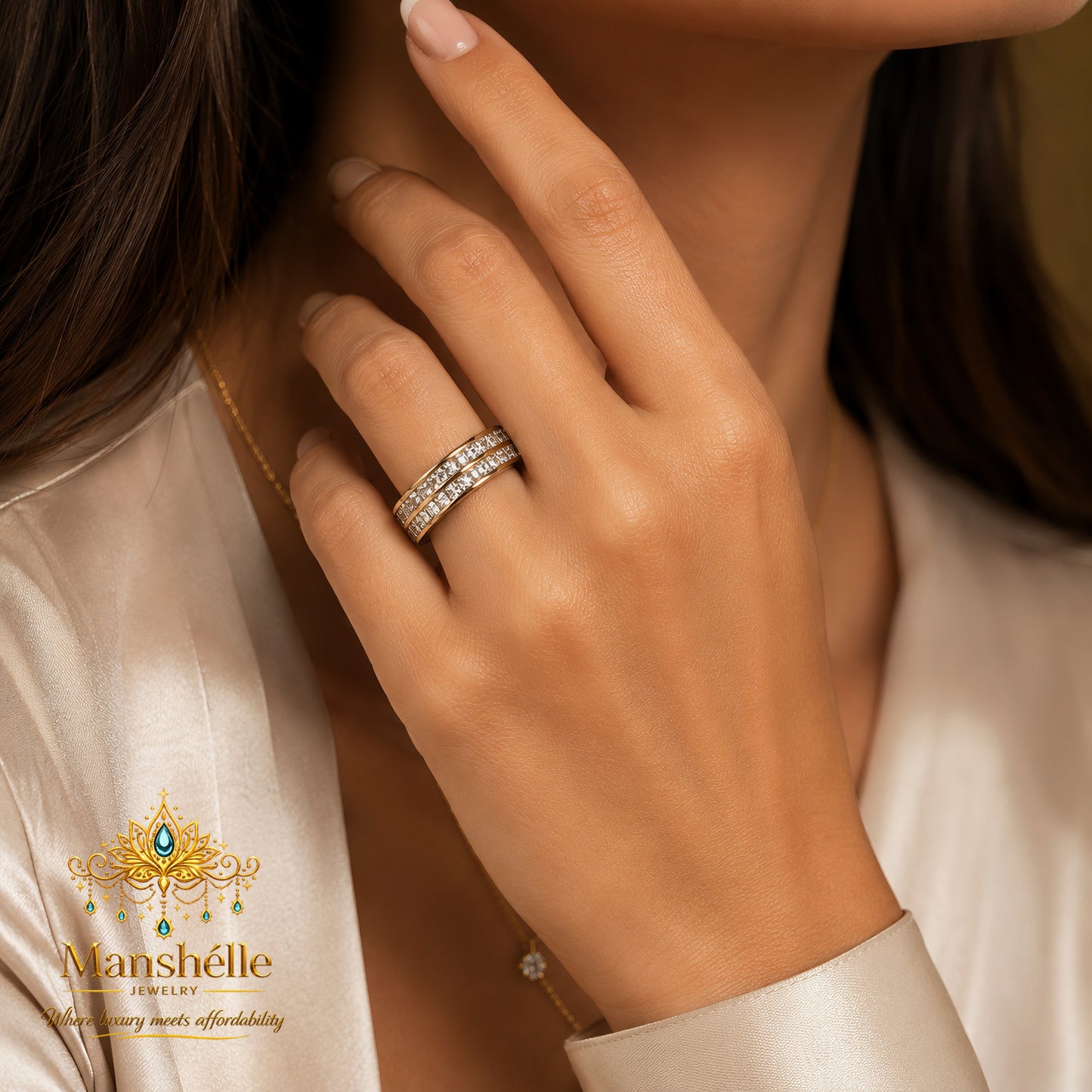 Manshélle Celestia Dual Row Crystal Ring