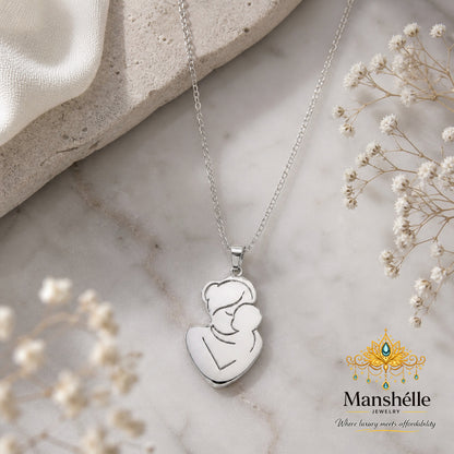 Manshélle Silver Mother’s Embrace Pendant Necklace