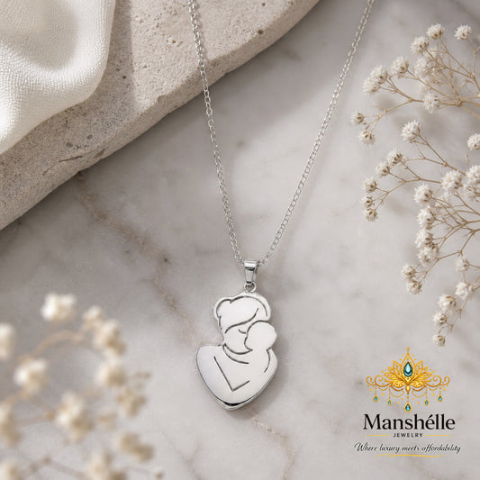 Manshélle Silver Mother’s Embrace Pendant Necklace