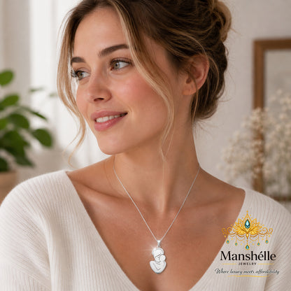 Manshélle Silver Mother’s Embrace Pendant Necklace