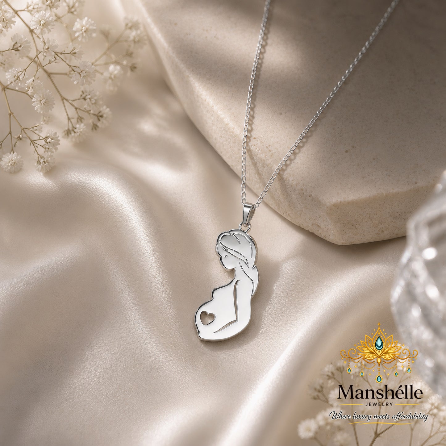 Manshélle Silver Motherhood Glow Pendant Necklace