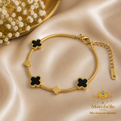 Manshélle Noir Clover Luxe Charm Bracelet
