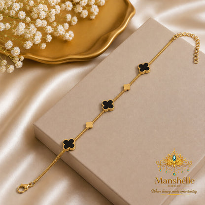 Manshélle Noir Clover Luxe Charm Bracelet