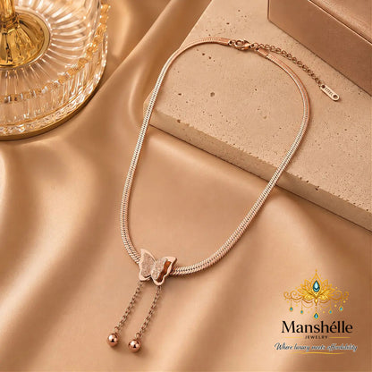 Manshélle Butterfly Glow Rose Gold Necklace