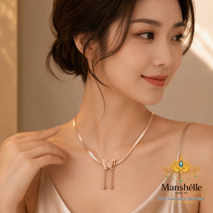 Manshélle Butterfly Glow Rose Gold Necklace