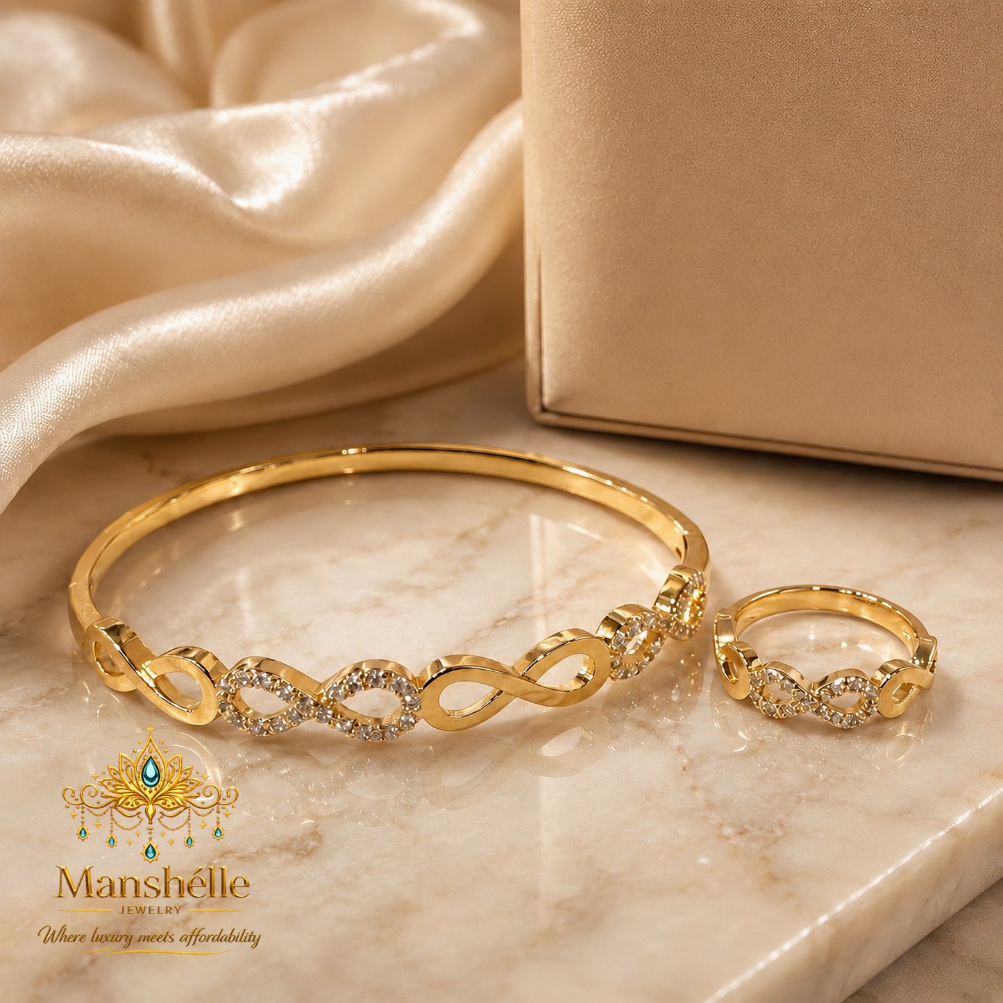 Manshélle Infinity Glow Bangle & Ring Set