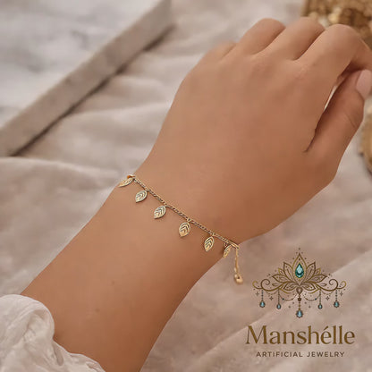 Manshélle - Golden Leaf Charm Bracelet